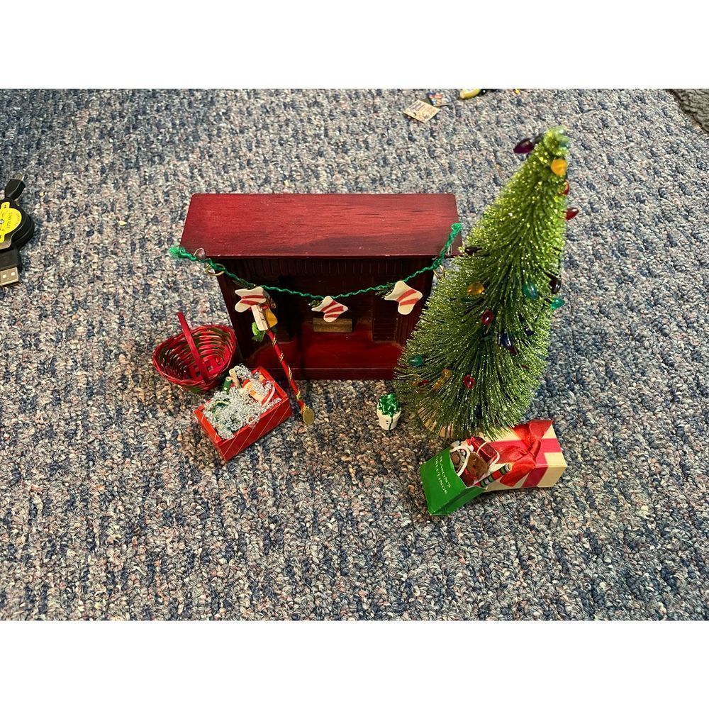 Vintage Miniature Christmas Decor (Tree, Fireplace, Presents